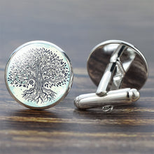 Load image into Gallery viewer, Tree of Life Cufflinks for Men Best Man Cufflinks Set Cufflinks Wedding Life Tree Suit Shirt Silver Cuff Links Men Accessories
