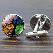 Load image into Gallery viewer, Tree of Life Cufflinks for Men Best Man Cufflinks Set Cufflinks Wedding Life Tree Suit Shirt Silver Cuff Links Men Accessories
