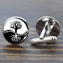 Load image into Gallery viewer, Tree of Life Cufflinks for Men Best Man Cufflinks Set Cufflinks Wedding Life Tree Suit Shirt Silver Cuff Links Men Accessories
